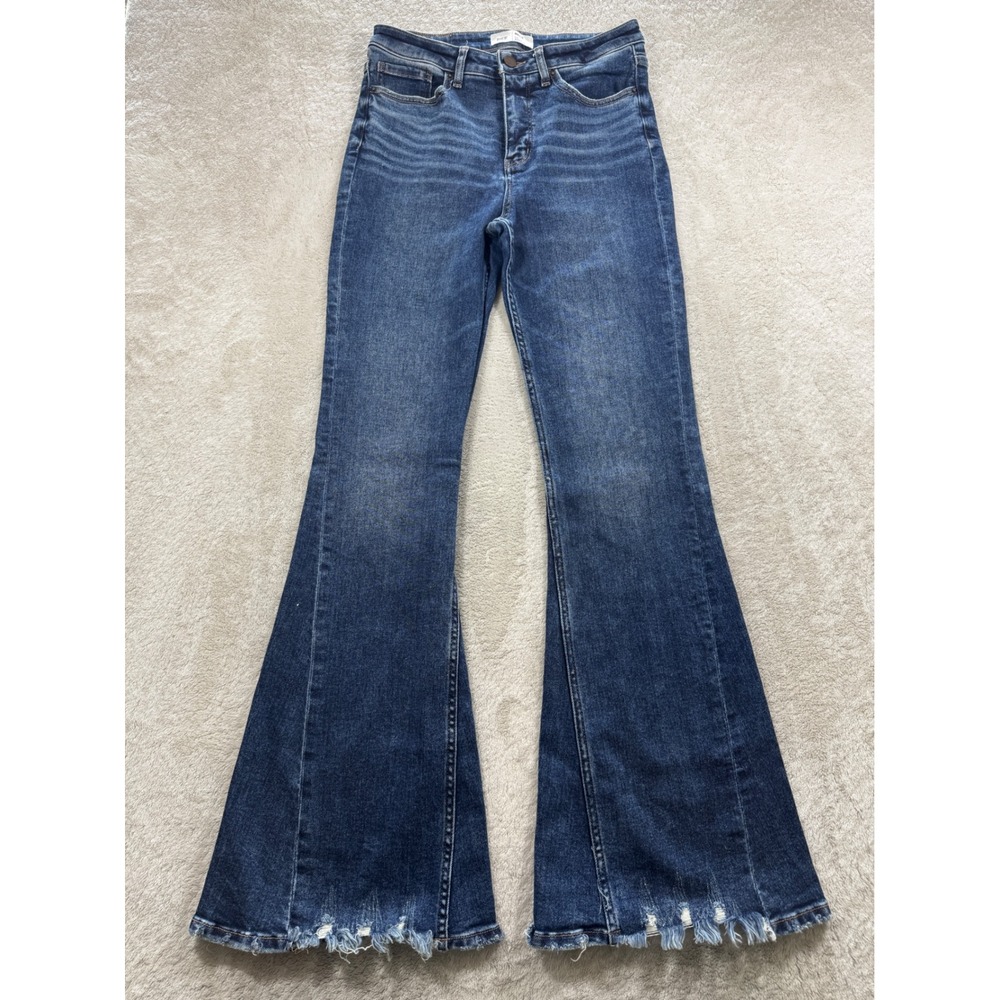 BKE Billie Super Flare 29/33Dark Blue Flare Jeans with Frayed Hem